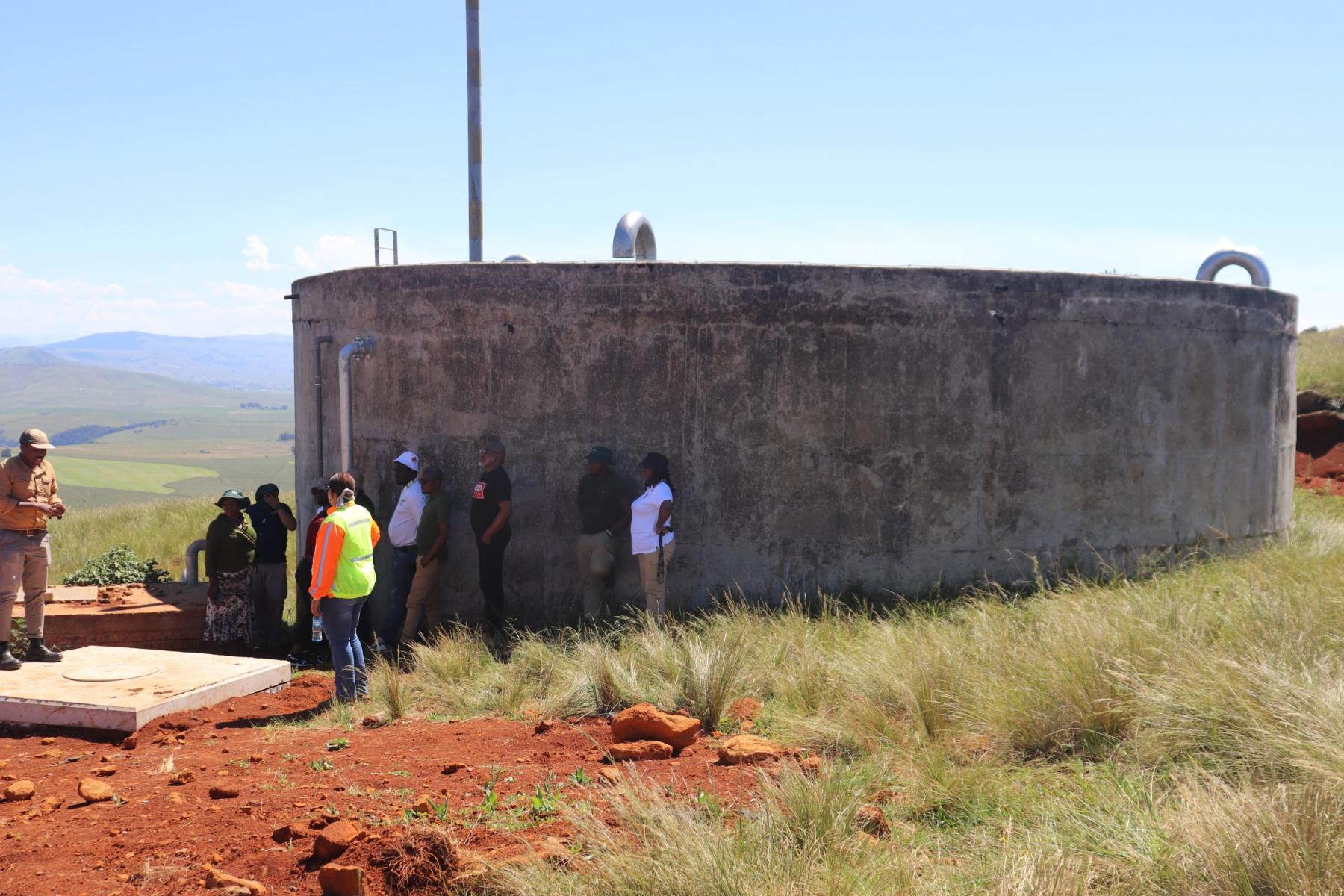 Completed water infrastructure at Mahehle Village, Ubuhlebezwe, Harry Gwala District, handed over March 2026.